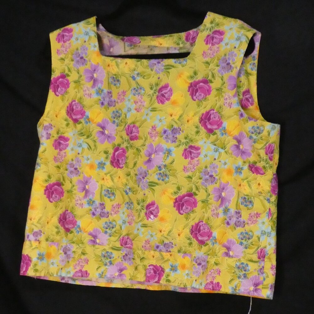 Handmade Floral Tank Top – Yellow/Pink/Purple – P2P 22.5 "